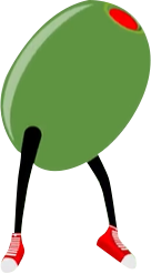 Image of The Olive Book mascot, a green olive with a red pimento, representing the brand's unique and engaging approach to SAT prep.