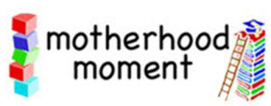 Logo of "Motherhood Moment" with cartoon books, representing expert advice on SAT prep and study tips for busy moms and students.